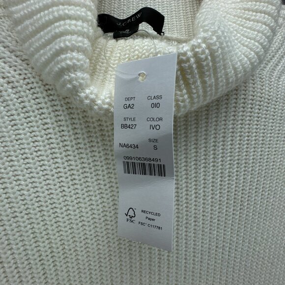 J Crew Sweater Womens Small Pullover Ivory Turtleneck Cotton Cashmere Relaxed - Picture 8 of 14